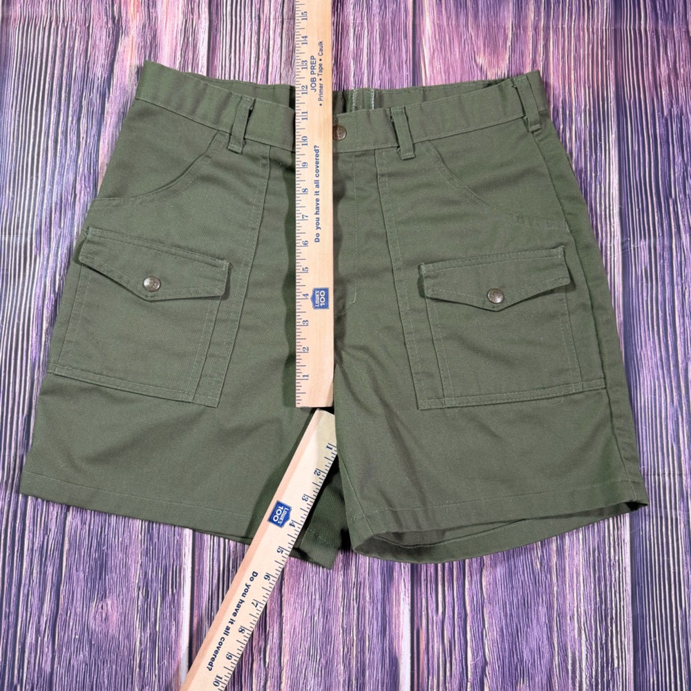 Vintage Boy Scout Uniform Short Shorts Khaki Green BSA Snap Pockets Size 32 - Picture 5 of 7
